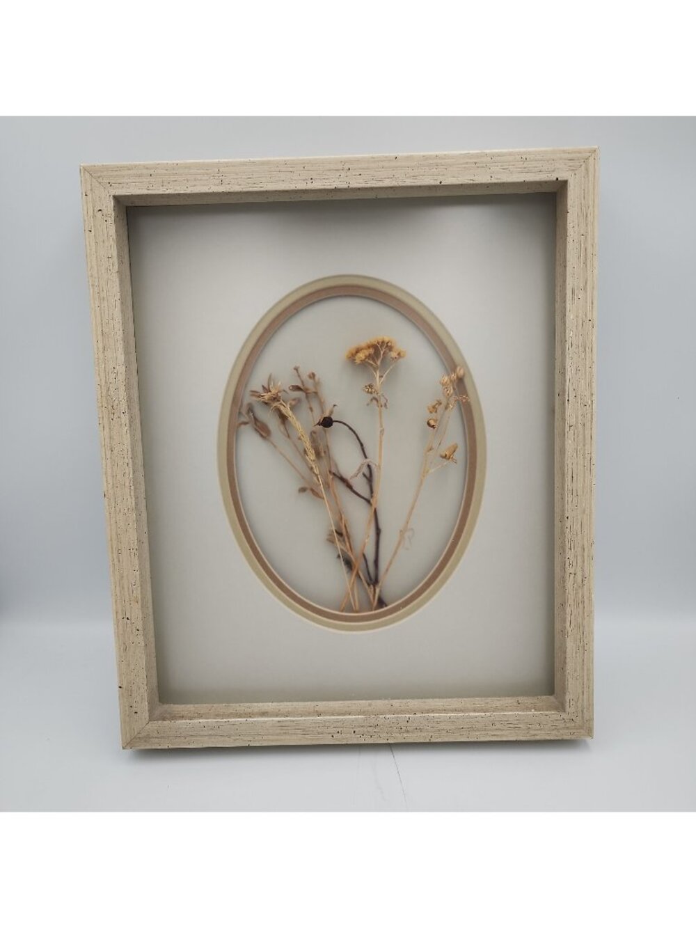 Vintage Framed & Matted Dried Flower Arrangement 13x10.5"